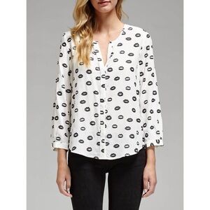 Joie Silk Purine Shirt - Lipstick Print